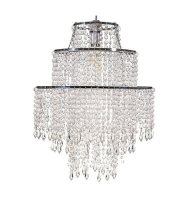 Giggi 3-Tier Clear Acrylic Crystal Chandelier Light Shade, Easy Fit Pendant Lamp Shade For Living Room Bedroom Kitchen Hallway - image 1
