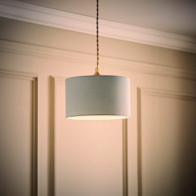 Valuelights Reni Duck Egg Blue Fabric Drum Ceiling Lamp Shade And Bulb (D)25Cm - image 1