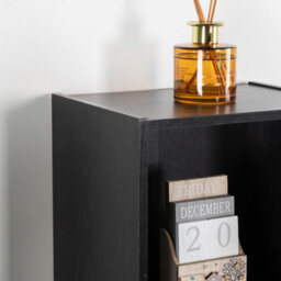Home Treats Cube Bookshelf 5 Tier Storage Organiser Black Wooden Shelving Display Open Bookcase For Home Living Room Office Bedroom Furniture - thumbnail 8