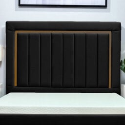 UKBEDFURNITURE Princess Black Plush Valvet Upholstered Bed Frame Only - Slatted Base - 48 Inch Headboard - thumbnail 2