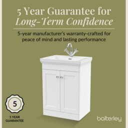 Balterley Swynnerton Traditional Bathroom Floor Standing 2-Door Vanity Unit & Fireclay Basin, Satin White, 600mm - thumbnail 6