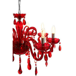 Orsina Murano Chrome & Red Crystal Glass Chandelier - thumbnail 4