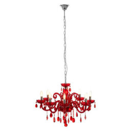 Orsina Murano Chrome & Red Crystal Glass Chandelier - thumbnail 3