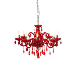 Orsina Murano Chrome & Red Crystal Glass Chandelier