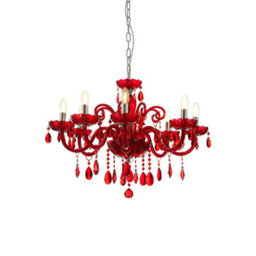 Orsina Murano Chrome & Red Crystal Glass Chandelier - thumbnail 2