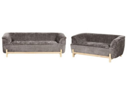 Wyld And Coco Cozynest 5-Seater Living Room Set Brown Chenille With Eucalyptus Legs - 2+3 Configuration, L205 X D85 X H67Cm - thumbnail 3