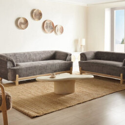 Wyld And Coco Cozynest 5-Seater Living Room Set Brown Chenille With Eucalyptus Legs - 2+3 Configuration, L205 X D85 X H67Cm - thumbnail 2