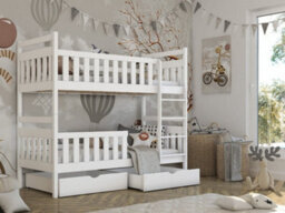 Arte Monika Contemporary Solid Pine Bunk Bed With 2 Storage Drawers In White (L)1980mm (H)1710mm (W)980mm