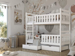 Arte Monika Contemporary Solid Pine Bunk Bed With 2 Storage Drawers In White (L)1980mm (H)1710mm (W)980mm - thumbnail 2