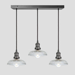 Industville Brooklyn Glass Dome 3 Wire Cluster Lights, 8 Inch,  Pewter Holder