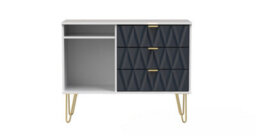Dallas 3 Drawer Tv Unit In Indigo Matt & White (Ready Assembled) - thumbnail 1