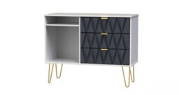 Dallas 3 Drawer Tv Unit In Indigo Matt & White (Ready Assembled) - thumbnail 3
