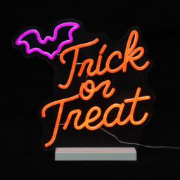 Wall Sign Trick Or Treat Led Silhouette, (H) 330mm - Purple & Orange - thumbnail 5