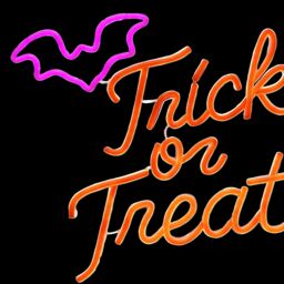 Wall Sign Trick Or Treat Led Silhouette, (H) 330mm - Purple & Orange - thumbnail 6