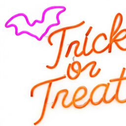 Wall Sign Trick Or Treat Led Silhouette, (H) 330mm - Purple & Orange - thumbnail 4