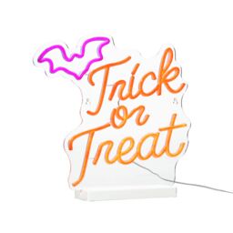 Wall Sign Trick Or Treat Led Silhouette, (H) 330mm - Purple & Orange - thumbnail 2
