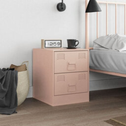 Berkfield Bedside Cabinet Pink 34.5X39X44 Cm Steel - thumbnail 3