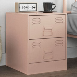 Berkfield Bedside Cabinet Pink 34.5X39X44 Cm Steel - thumbnail 1