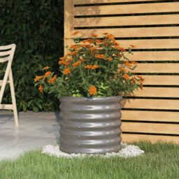 Berkfield Garden Planter Powder-Coated Steel 40X40X36 Cm Grey