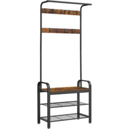 Songmics Coat Rack Hat And Coat Stand Hall Shoes Rack Umbrella Bag Stand With Removable Hooks Height 183Cm Metal Vintage Hsr40B - thumbnail 2