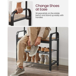 Songmics Coat Rack Hat And Coat Stand Hall Shoes Rack Umbrella Bag Stand With Removable Hooks Height 183Cm Metal Vintage Hsr40B - thumbnail 6
