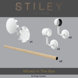Stiley Living Nordic Pine/matt White Stair Handrail Kit 2.4M, Wall Mounted Banister Rail, 10Yr Guarantee - thumbnail 2