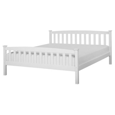 Beliani Bed Pine Wood Giverny 160 X 200 Cm (Eu King Size) White - image 1