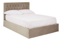 Orsina Classic Mink Velvet Double Ottoman Bed, Elegant Button Tufted Bedroom Bed, Ottoman Stud Detailed Bed - thumbnail 3