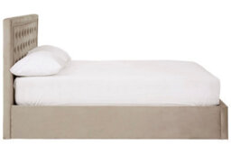 Orsina Classic Mink Velvet Double Ottoman Bed, Elegant Button Tufted Bedroom Bed, Ottoman Stud Detailed Bed - thumbnail 2