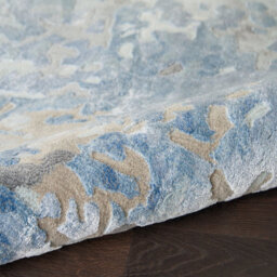 Blue Viscose , Wool Easy To Clean Abstract Handmade , Luxurious , Modern , Wool Rug For Living Room, Bedroom - 114Cm X 175Cm - thumbnail 6