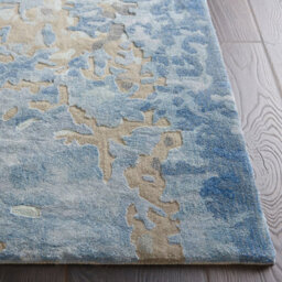 Blue Viscose , Wool Easy To Clean Abstract Handmade , Luxurious , Modern , Wool Rug For Living Room, Bedroom - 114Cm X 175Cm - thumbnail 5
