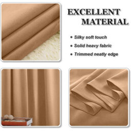 Ameha Beige Plain Blackout Curtain Ready Made Pencil Pleat Thermal Insulated Curtain Pair 90''x90'' With Tiebacks Home Decor Uk - thumbnail 6