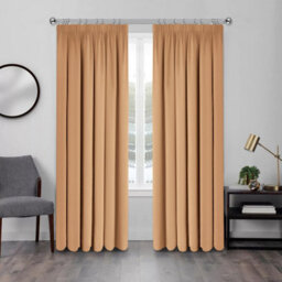 Ameha Beige Plain Blackout Curtain Ready Made Pencil Pleat Thermal Insulated Curtain Pair 90''x90'' With Tiebacks Home Decor Uk - thumbnail 5