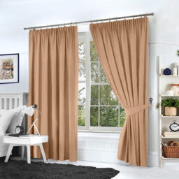 Ameha Plain Beige Blackout Thermal Insulated Pencil Pleat Curtains Pair 90X90 Inches Heat Retaining Window Curtain For Living Room - thumbnail 9