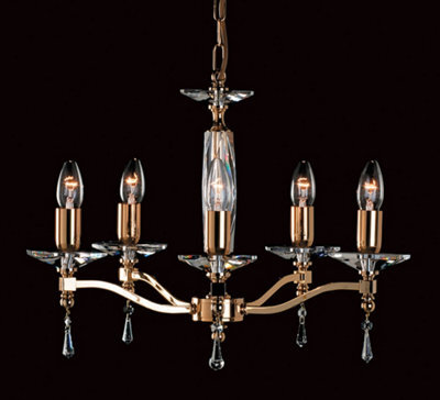 Luminosa Lighting Luminosa Toulon Optic Glass/strass Gold 5 Arm Chandelier