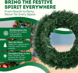 Festive Fix 52 Feet 16M Christmas Green Twist Garlands, Christmas Garland For Stairs, Christmas Door Garlands - thumbnail 2