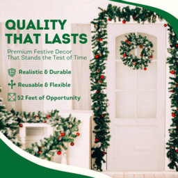 Festive Fix 52 Feet 16M Christmas Green Twist Garlands, Christmas Garland For Stairs, Christmas Door Garlands - thumbnail 4