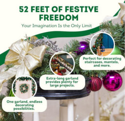 Festive Fix 52 Feet 16M Christmas Green Twist Garlands, Christmas Garland For Stairs, Christmas Door Garlands - thumbnail 3