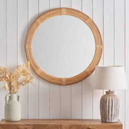 Pacific Lifestyle Natural Bent Bamboo Frame Round Wall Mirror