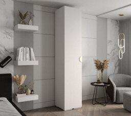 Arte Elegant White Inova 4 Hinged Door Wardrobe W500mm H2370mm D470mm - Compact Storage With Gold Round Handle - thumbnail 2
