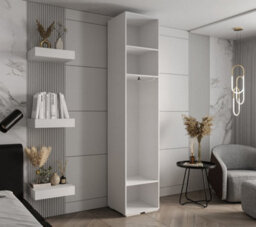 Arte Elegant White Inova 4 Hinged Door Wardrobe W500mm H2370mm D470mm - Compact Storage With Gold Round Handle - thumbnail 3