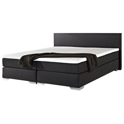 Beliani Divan Bed Fabric President 180 X 200 Cm (Eu Super King) Black - image 1