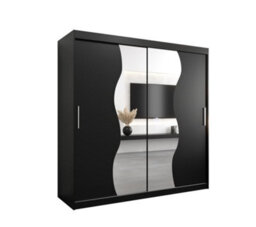 Arte Madrid Contemporary 2 Mirrored Sliding Door Wardrobe 9 Shelves 2 Rails Black Matt (H)2000mm (W)2000mm (D)620mm - thumbnail 1