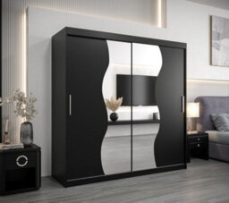 Arte Madrid Contemporary 2 Mirrored Sliding Door Wardrobe 9 Shelves 2 Rails Black Matt (H)2000mm (W)2000mm (D)620mm - thumbnail 2
