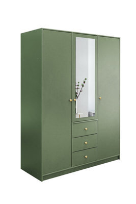 Arte Earthy Bottle Green Siena Ii D3 Wardrobe 149Cm - Elegant Storage With Practical Mirror - image 1