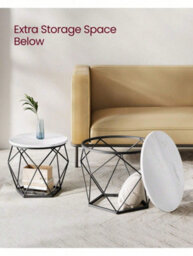 LEDREM Round Coffee Tables, Set Of 2 Side Tables, Modern Style, Removable Tabletop, Steel Frame, For Living Room - thumbnail 7