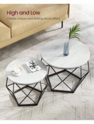 LEDREM Round Coffee Tables, Set Of 2 Side Tables, Modern Style, Removable Tabletop, Steel Frame, For Living Room - thumbnail 4