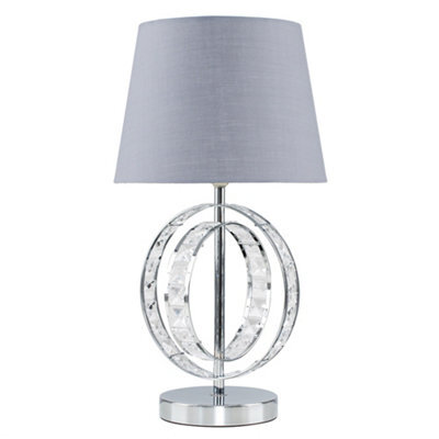 Valuelights Rothwell Chrome Acrylic Jewel Intertwined Double Hoop Design Table Lamp With Grey Light Shade - image 1