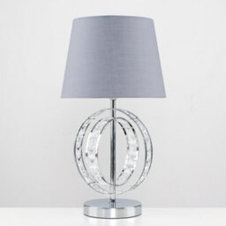 Valuelights Rothwell Chrome Acrylic Jewel Intertwined Double Hoop Design Table Lamp With Grey Light Shade - thumbnail 4