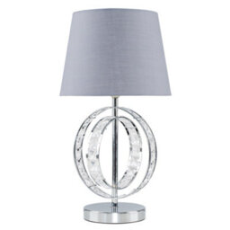 Valuelights Rothwell Chrome Acrylic Jewel Intertwined Double Hoop Design Table Lamp With Grey Light Shade - thumbnail 2